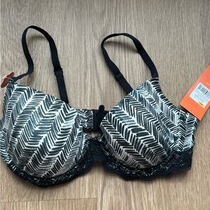 NWT Gilligan Omalley 36C “favorite cotton bra” Ebony Print Underwire bra